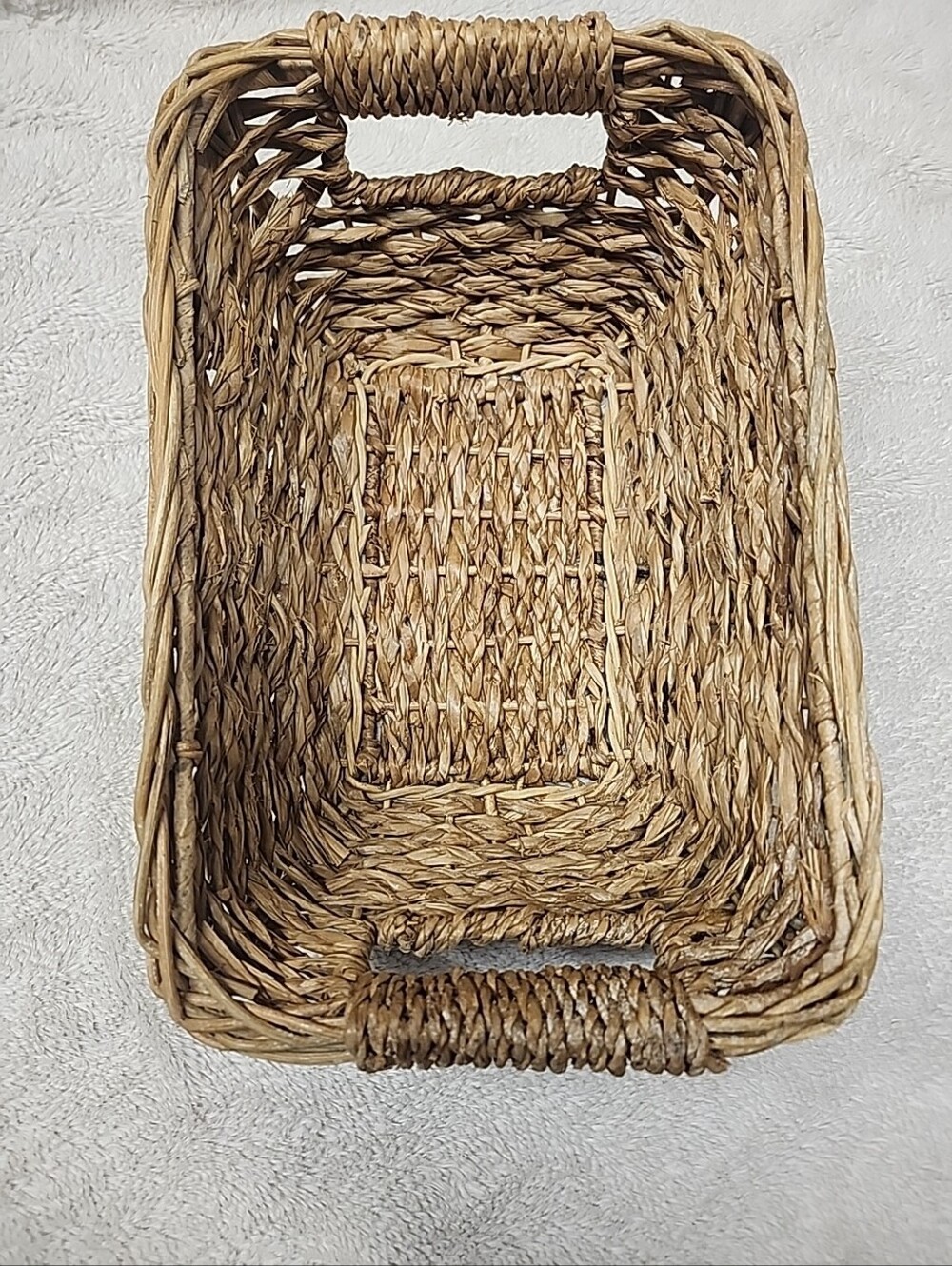 Natural Woven Rectangular Storage Basket - Tan, Wicker Basket With Handles - Picture 7 of 14
